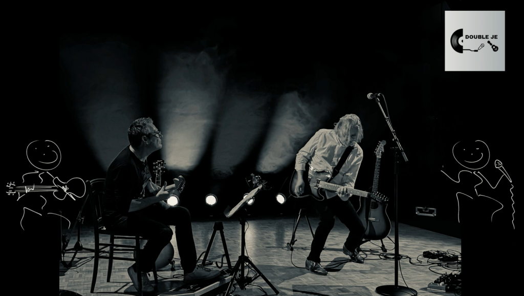 Photo en noir et blanc de Brune et Phil - Double je